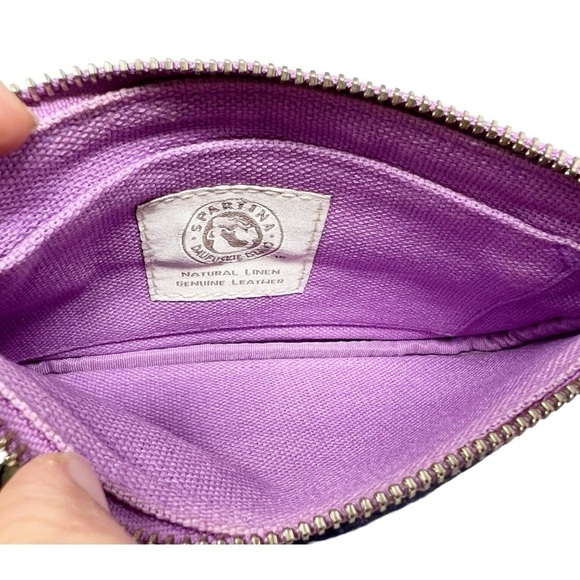 Spartina Daufuskie Island Wristlet Clutch Flower Plaid Linen And Leather - Picture 5 of 9